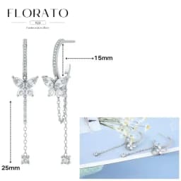 FLORATO 925 Sterling Silver Earrings Chain Tassel Pendant Earrings Zircon Silver Earrings for Women Trend Luxury Wedding Jewelry