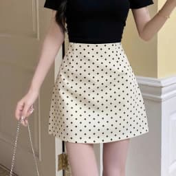 Summer Lady Chic Wave Point A-line Skirts New Female Sweet High Waist Skirts Women Korean Elegant Slim Fit Skirts