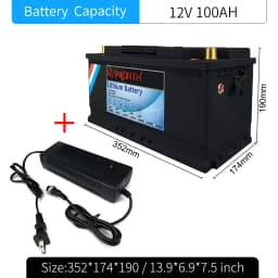 LiFePO4 Lithium Iron Phosphate Battery with BMS, 12V, 24V, 36V, 48V, 100Ah, 120Ah, 200Ah, for Golf Cart, EV, RV, Solar Energy