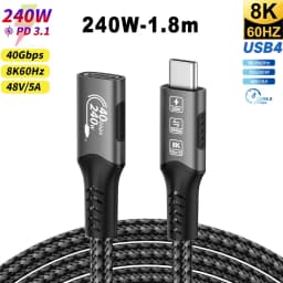 8K USB C Extension Cable Type C Extender Compatible For Thunderbolt 4/3 USB4.0/3.2/3.1 Fast Charging for MacBook Laptop Huawei