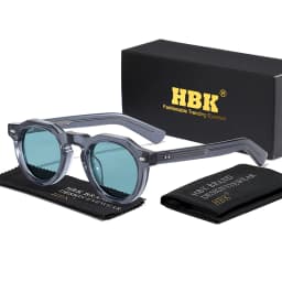 HBK Classic Round Men Sunglasses Vintage Small Frame High-Quality Acetate Frame Sun Glasses Women Party Travel Outdoor Glasses