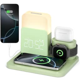 7-in-1 MagSafe Alarm Clock Charger-Wireless Station for iPhone 12-16/Samsung/Xiaomi/Huawei/Apple Watch/AirPods with Night Light