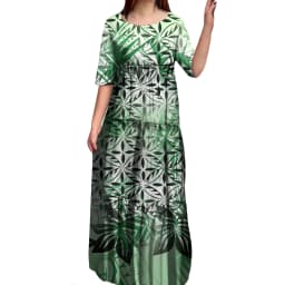 Anti-wrinkle 8XL Polynesian Milk Silk O-neck Tiered Dress Hot Selling Pacific Island Art Hawaii Design Evening Mermaid Dresses