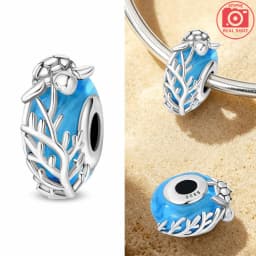 925 Sterling Silver Ocean Series Blue Turtle Starfish Shell Fit Original Bracelet Charms for Women diy Fine Jewelry Gifts