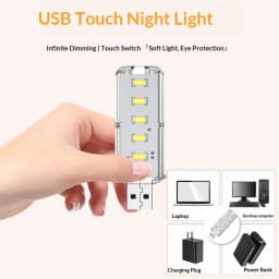 10LEDs USB Touch Dimming Night Light 5V Portable 3000K/6500K Bulb for Bedroom Study PC Laptop Mobile Power Bank Plug in Lighting