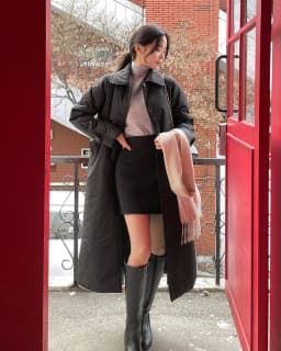 Elegant Street Style Cotton Jacket Women's Chic Vintage Lapel Belted Mid-Length Coat Polyester Fabric Long Sleeve Winter Oute...