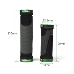 JIBOO 1 Pair Long/Short Bicycle Grip for MTB Natural Rubber Aluminum Alloy Lock Ring Mountain Bike Grip 130mm Anti Slip Handle