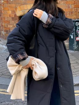 Elegant Long Cotton Jacket Women's Loose Knee-Length Plaid Coat Winter Warm Stylish Korean Version Oversize Outerwear