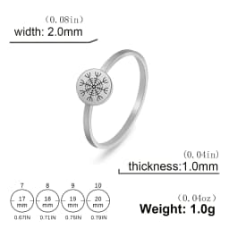 Skyrim Nordic Vegvisir Runic Compass Ring Stainless Steel Aegishjalmur Helm of Awe Rings Amulet Jewelry for Women Men