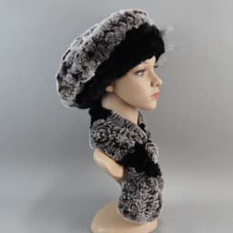 2026 New Winter Rex Rabbit Fur Hats Scarves Women Fashion 100% Genuine Knit Fur Caps Scarves Sets Lady Warm Real Fur Hat Muffler