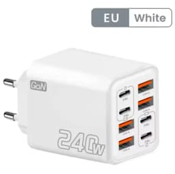 8 in 1 GaN Desktop USB Phone Charger 240W PD Fast Charger 4PD 4USB For iPhone 16 15 Pro Samsung Xiaomi EU US Plug Power Adapter