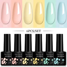 LILYCUTE 6Pcs 7ML Gel DIY Nails Polish Set Bright Pink Nail Charms Soak Off UV LED Gel Varnish Nail Art Design Accessories