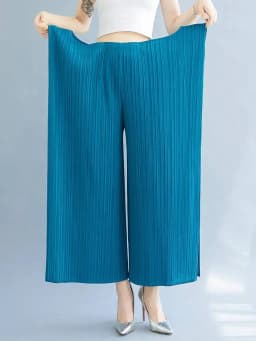 EAM Black Pleated Irregular High Elastic Waist Wide Leg Pants New Loose Trousers Women Fashion Tide Autumn 2026 30A2833