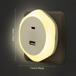 USB Plug Night Lamp EU Type-C Charger Port Auto Light Sensor Dimmable Warm White  Bedroom Hallway Stairs LED Bedside Lights