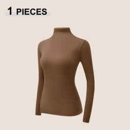 Women Autumn Winter Ultra-thin Close-fitting Base Layer Top Solid Color Elastic Long Sleeve Beauty Skin Clothes Warm Base Shirt