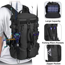 Tactical Fishing Backpack Tackle Bag with Rod Holders Fish Equipment Storage Molle Camping Hiking Outdoor Multifunctional Bag