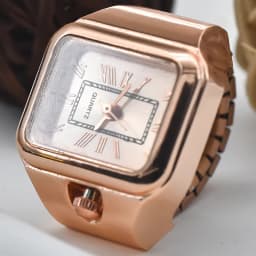 Hot Selling Creative Roman Numeral Scale Ring Quartz Alloy Shell Finger Square Watch Dial For Couples