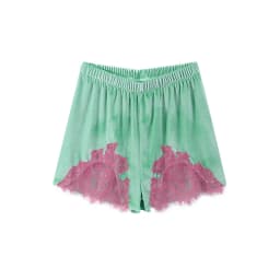 High Street Mint Green Velvet Shorts With Patchwork Lace Trim Paneled Elastic Waist Trousers Women Chic Edgy 2026 Summer Outfits