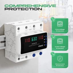 CG LED Display Automatic Transfer Switch 63A 110V Adjustable 2P Dual Power ATS DIN Rail Mount Over Voltage Current Protector