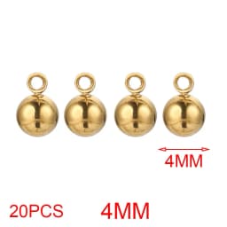 20pcs Lot 4/5/6mm Round Stainless Steel Beads Solid Ball Charms DIY Gold Plated Earrings Bracelet Jewelry Making Materials Craft
