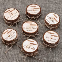 Wooden Double Slot Ring Box for Wedding Ceremony Engagement Anniversary Gift Engraved Ring Bearer Holder Box Free Personalised