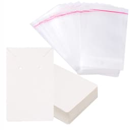 50/100pcs Earring Holder Cards and Clear Self-Sealing Bags Set Paper Display Cards for Necklaces Stud Earrings Jewelry Packaging