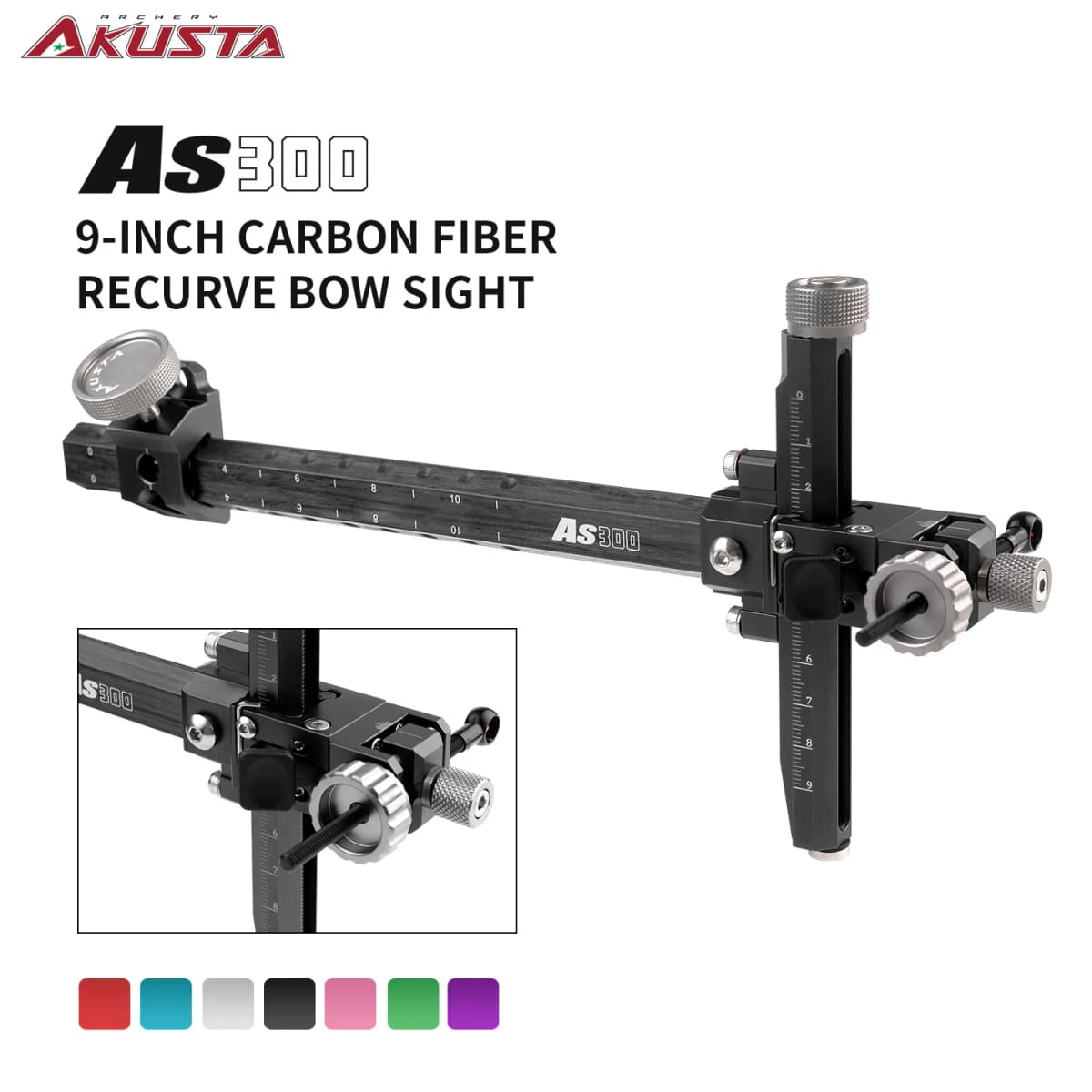Akusta Rucurve Bow Sight Carbon Aluminum Targeting Hunting Bow Arrow Shooting Accessories