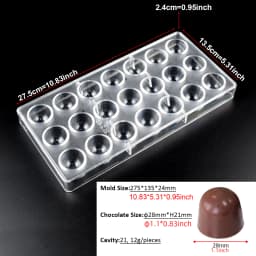 3D Polycarbonate Chocolate Molds Sphere Diamond Chocolate Bonbons Candy Bar Professional Confectionery Baking Pastry Tools