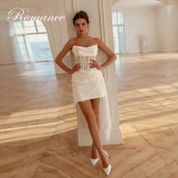 Modern Lace Boat-Neck Short Sheath Wedding Dress 2026 Sleeveless Pleat Beading Backless Bridal Gown Vestidos De Novia Customized