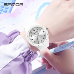 SANDA 9075 Casual Students Quartz Watches Simple Waterproof Silicone Strap Luminous Fashion Girl Boy Wristwatch reloj para niños