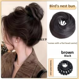 Magic Synthetic Hair Bun With Circle Elastic Clips Bird's Nest Shaped Retractable Hairpieces Fashionable Wig Hair Accessories