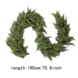 180cm Artificial Cedar Garlands, Real Touch Winter Cedar Pine Garland, Green Artificial Greenery Garland for Table, Mantle, Wall