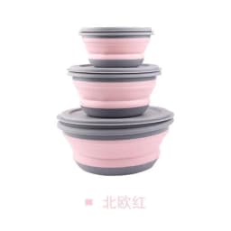 Portable Folding Lunch Box Bowl Sets Silicone 3Pcs/Set Food Container Outdoor Camping Tableware Set Foldable Salad Bowl with Lid