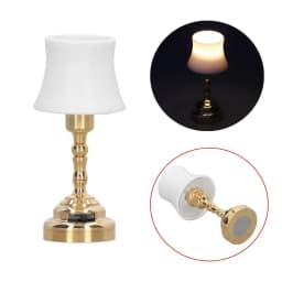 1:12 Scale Dollhouse Mini Table Lamp Modern Furniture Model Miniature Bedside Reading Lamp Toys Doll House Room Light Decor