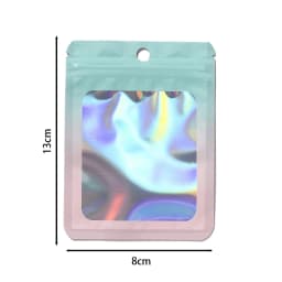 50pcs Thicken Ziplock Bags Gradient Holographic Laser AB Color Plastic Pouch for DIY Jewelry Storage Pouch Zip Lock Bag