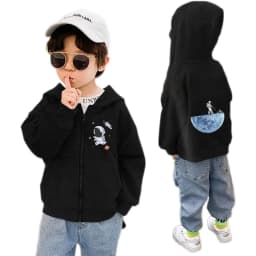 Dabbing Astronaut Jacket Boys Cotton Zipper Hooded Thin Coat Sports Spring Autumn Casual Cardigan Outerwear