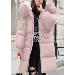Korean Fashion Winter Solid Color Long-sleeved Down Cotton Jacket Women Bread Fur Collar 2026 New Korean Version Thickened Coat