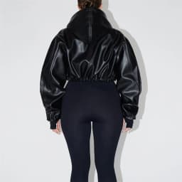 Black Hooded Cool Leather Jacket Spring Autumn Korean Loose-Fit Slim Short Zipper Motorcycle Jacket