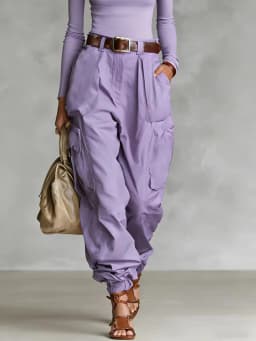 Vintage Casual Loose Multi Pocket Work Pants Vacation Solid Color Sports Pants Women Temperament with Ankle Cuffs Sweatshirt