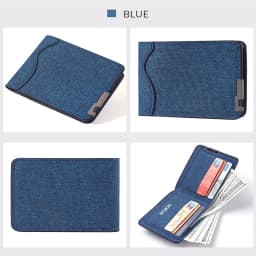 Men's And Women's Slim Fit Double Fold Canvas Wallet With Metal Decoration, Casual Denim Style Cash And Card Wallet