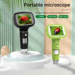 Dodosee 2.4 Inch Digital Microscope 1600X 1080P 8 Lights Handheld Kids Microscopes Supports Photo Video Magnifier Tools for Coin