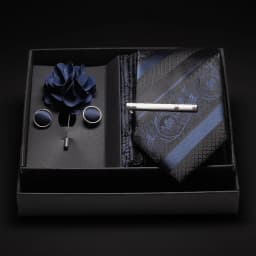 JEMYGINS New Designer Silver Gray Ties For Men Wedding Party Neck Tie Pocket Square Cufflink Pin Gift Box Set Gravat Accessories