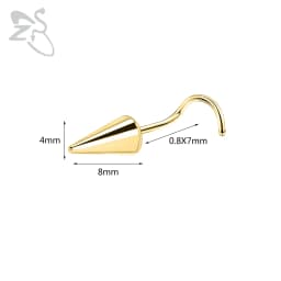 ZS 1 Piece 20G Stainelss Steel Long Spike Nose Stud Men Women Black L/I/S Shapes Nose Piercings Cone Nostril Piercings 6/8/10MM