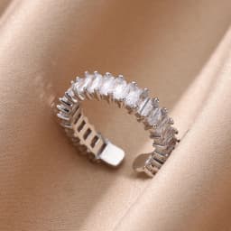 Cubic Zirconic Rectangle Open Rings For Women Men Gold Color Wedding Engaement Ring Luxury Brand Design Jewelry Christmas Gifts