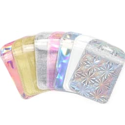 20-100pcs Holographic Ziplock Bags Iridescent Composite Self Sealing Pouches For Jewelry Nail Art Gift Packaging Storage Supply