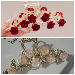 Rose Flower High-End Hairpin, New Rose French Style Elegant Back-Of-Head Clip, Metal Hair Accessory for Updos, Shark Clip