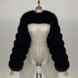 BEIZIRU Women's Real Fur Coat Silver Fox Red Fox Two Sleeve 60CM Length Naked Fashion