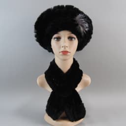 2026 New Winter Rex Rabbit Fur Hats Scarves Women Fashion 100% Genuine Knit Fur Caps Scarves Sets Lady Warm Real Fur Hat Muffler