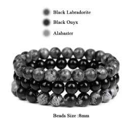 3Pcs/set 8mm Natural Stone Beads Bracelet Set Pink Zebra Rhodonite Moonstone Agates Hematite Bracelets For Women Men Jewelry
