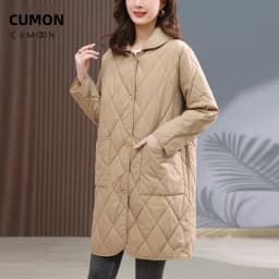 Thin Cotton Jacket Women's Mid-Length Lightweight Winter Coat Padded Outerwear Mom's Fashionable Spring Autumn Jacket